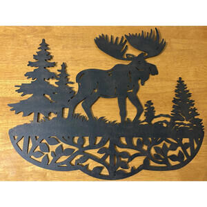 Moose Sign Metal Wall Art Rustic Cabin Lodge Decor Forest Wildlife Silhouette